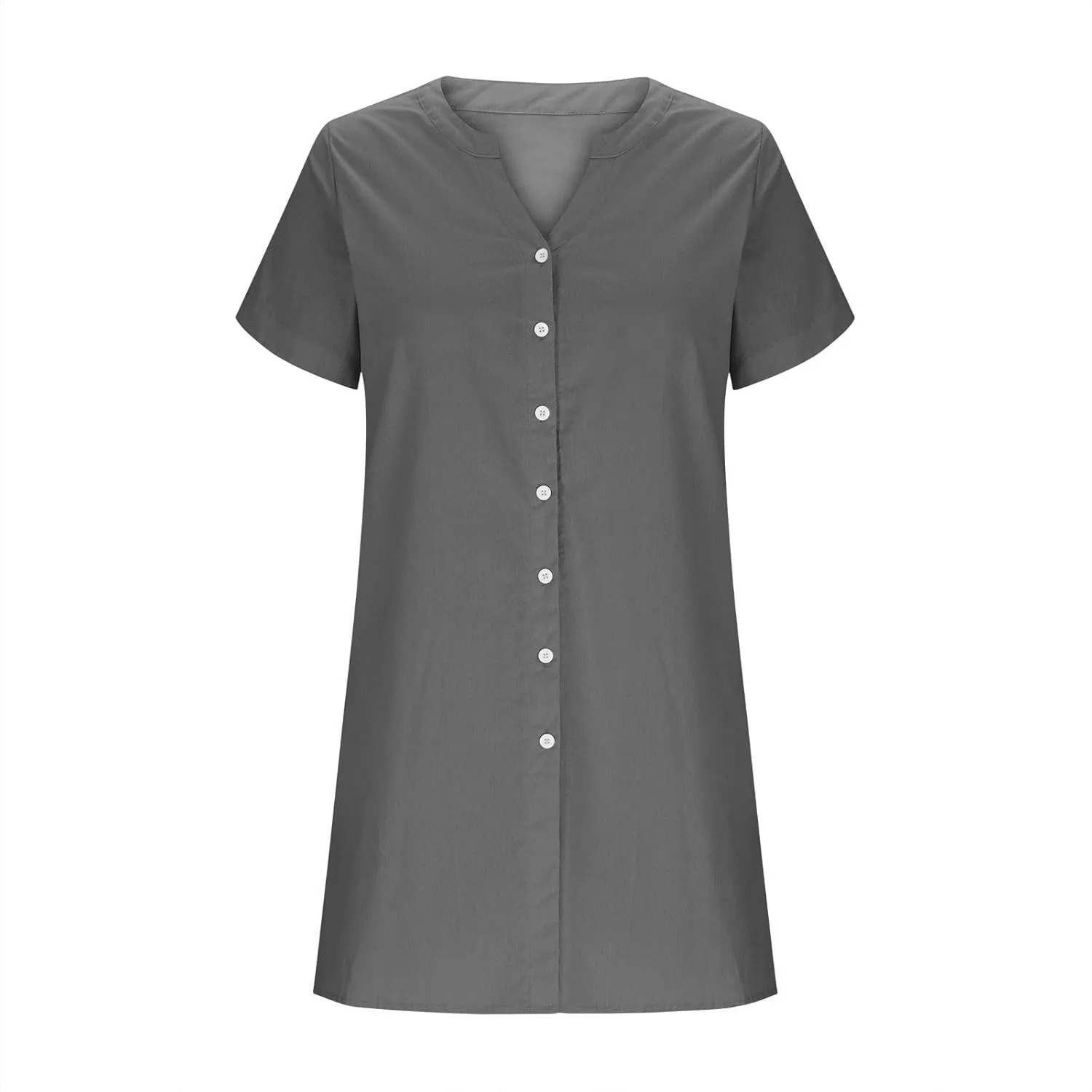 Womens Button Down Shirt Dresses Summer Lightweight Casual Beach Vacation V-Neck Short Sleeve Mini Dress