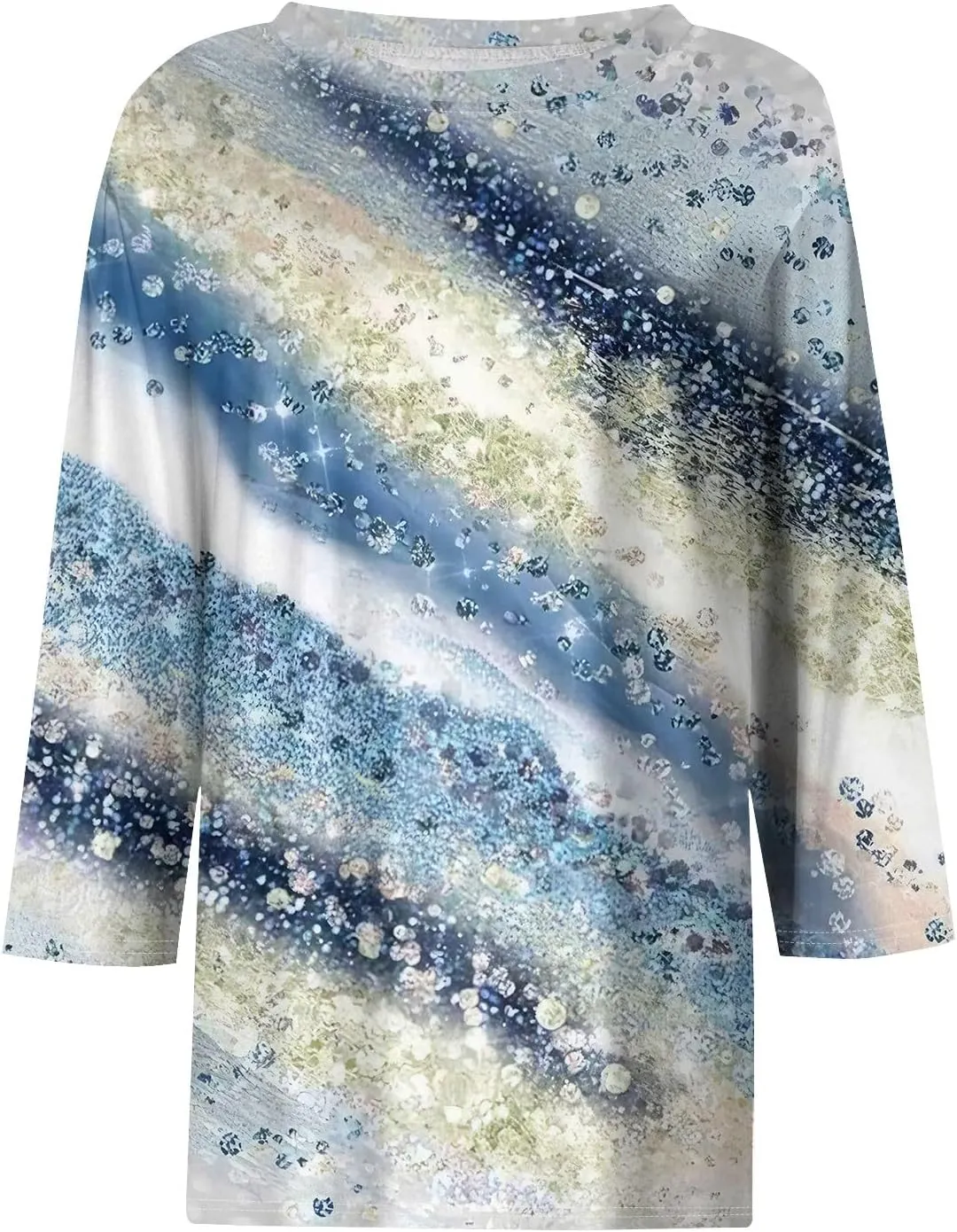 Women's Casual Crew-Neck 3/4 Sleeve Floral Print Loose Blouse Top for Spring Summer Fashion Outfit 2025