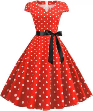 Women's Casual Dresses 1950s Vintage Audrey Hepburn Style Cocktail Swing Dress Short Sleeve Prom Party Gowm