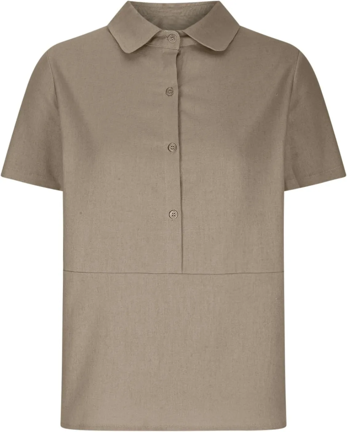 Womens Cotton Linen Short Button Down Linen Shirt Short Sleeve Cotton Blouse Summer Casual Loose Fit Beach Tops