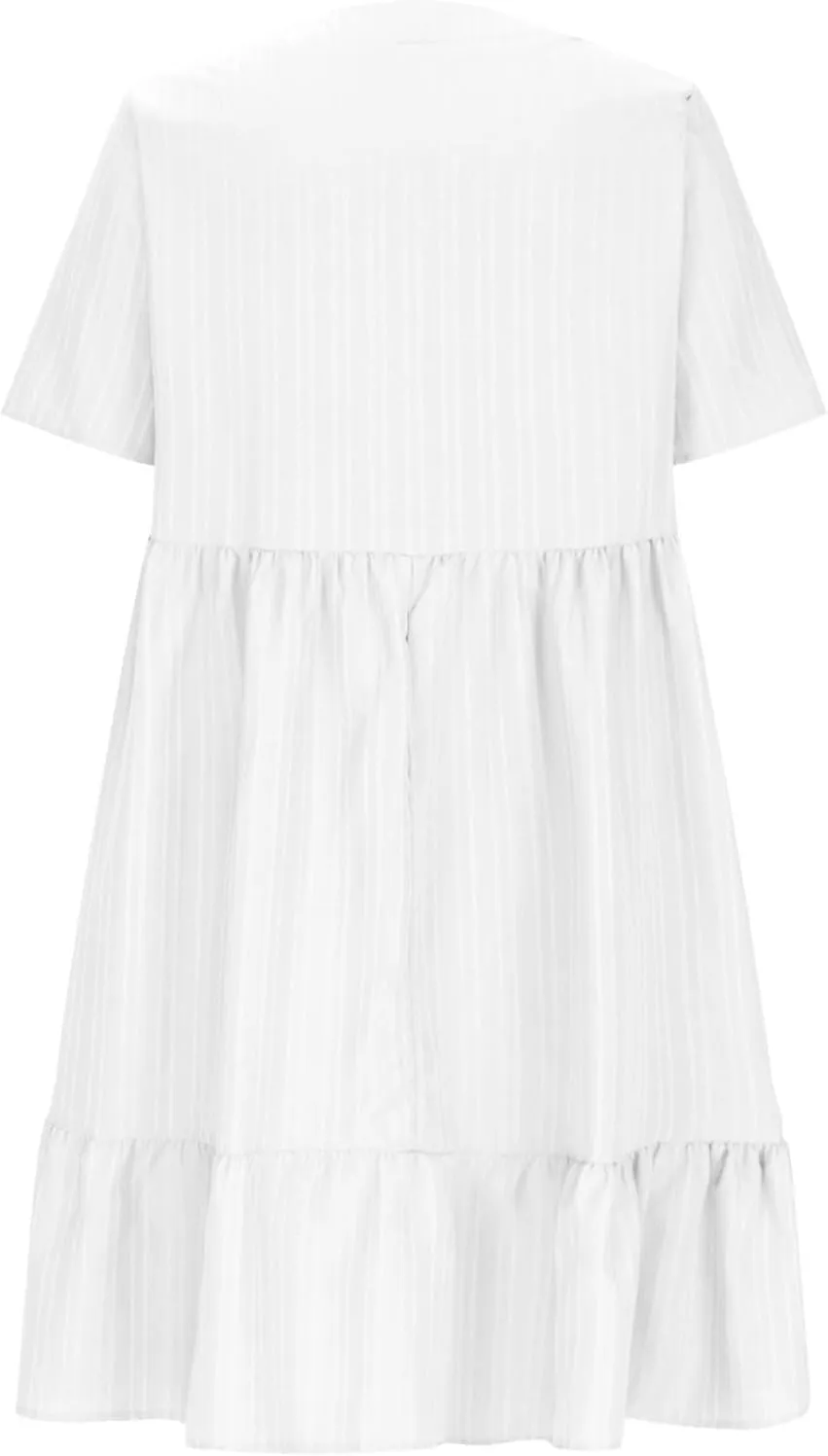 Womens Dresses 2025 Summer Spring Short Sleeve V Neck Mini T Shirt Dress Pleated Ruffle Flowy Beach Sundresses 2025