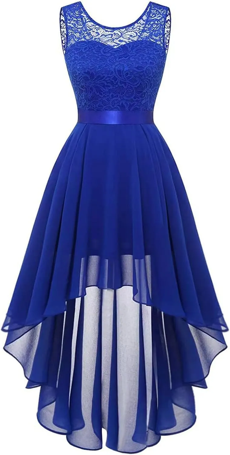 Womens Dresses Sleeveless Lace High Low Homecoming Dress Cocktail Prom Dresses 2025 Formal Wedding Guest Dresses