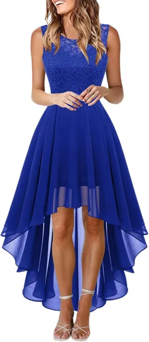 Womens Dresses Sleeveless Lace High Low Homecoming Dress Cocktail Prom Dresses 2025 Formal Wedding Guest Dresses