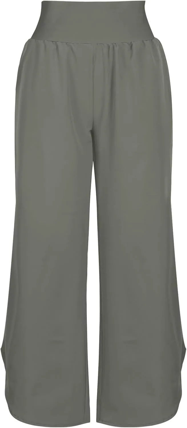 Women's Dressy Capri Pants Stylish Wide Leg Trousers with Pockets High Waist Casual Below Knee Wide Leg Shorts