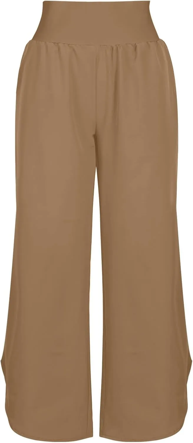 Women's Dressy Capri Pants Stylish Wide Leg Trousers with Pockets High Waist Casual Below Knee Wide Leg Shorts
