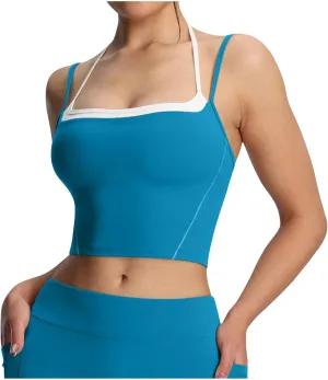 Women's Halter Neck Going Out Crop Tops 2025 Summer Quick Dry Athletic Yoga Shirts Spaghetti Strap Sleeveless Tank Top