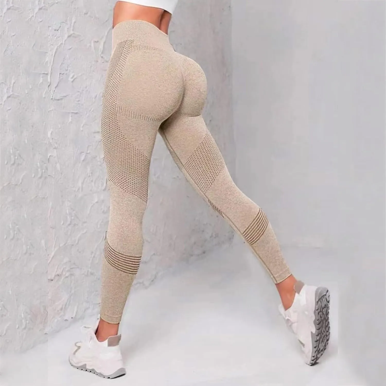 Womens High Waist Yoga Pants Smile Contour Tummy Control Slimming Booty Leggings Workout Running Butt Lift Tights