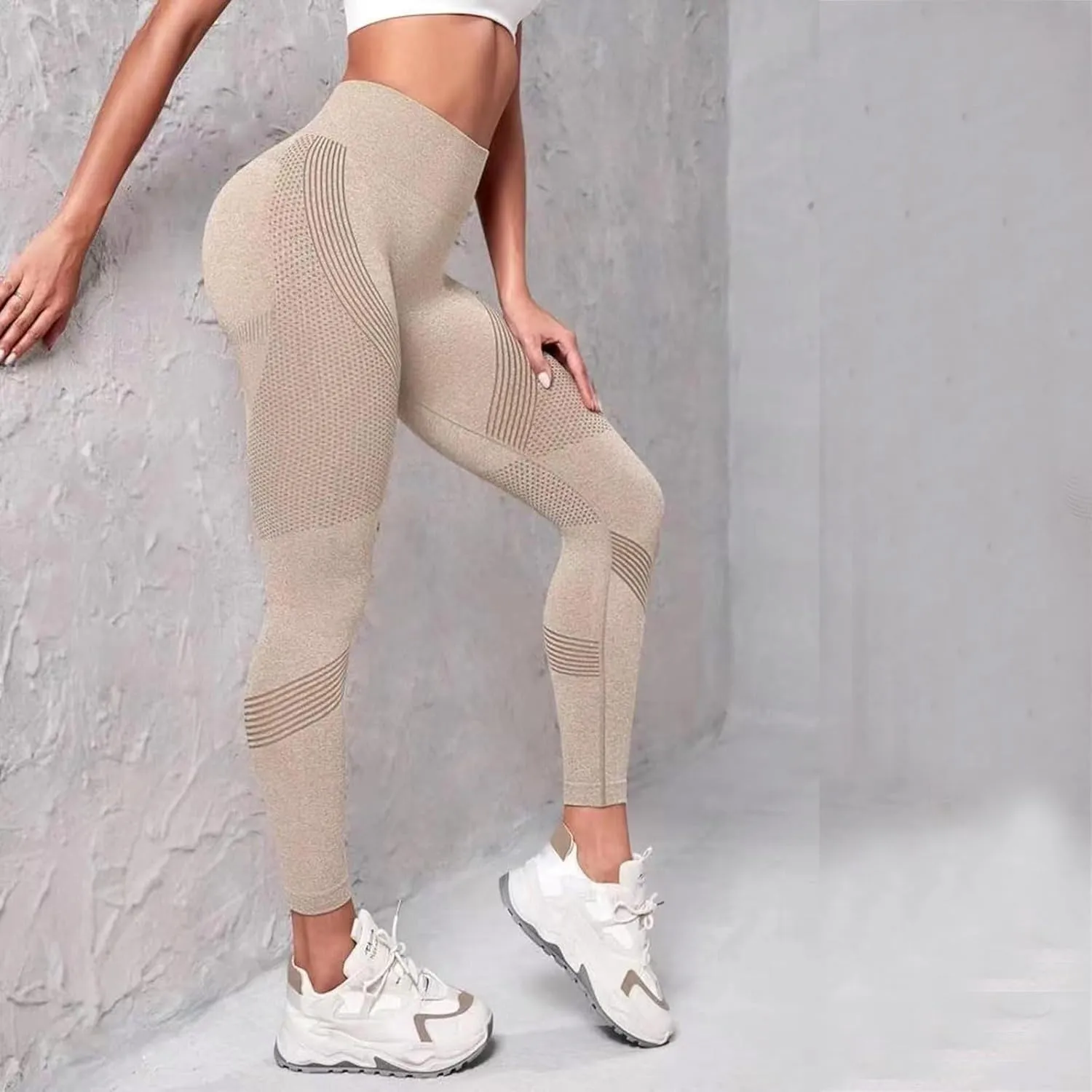 Womens High Waist Yoga Pants Smile Contour Tummy Control Slimming Booty Leggings Workout Running Butt Lift Tights