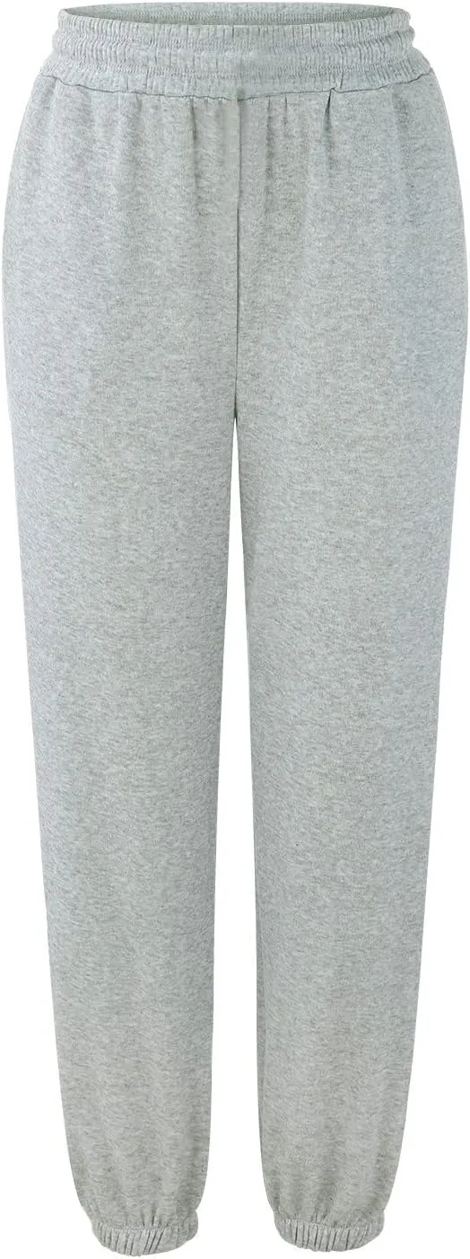 Women's High Waisted Sweatpants Cinch Bottom Sporty Active Joggers Pants Workout Baggy Lounge Bottoms with Pockets