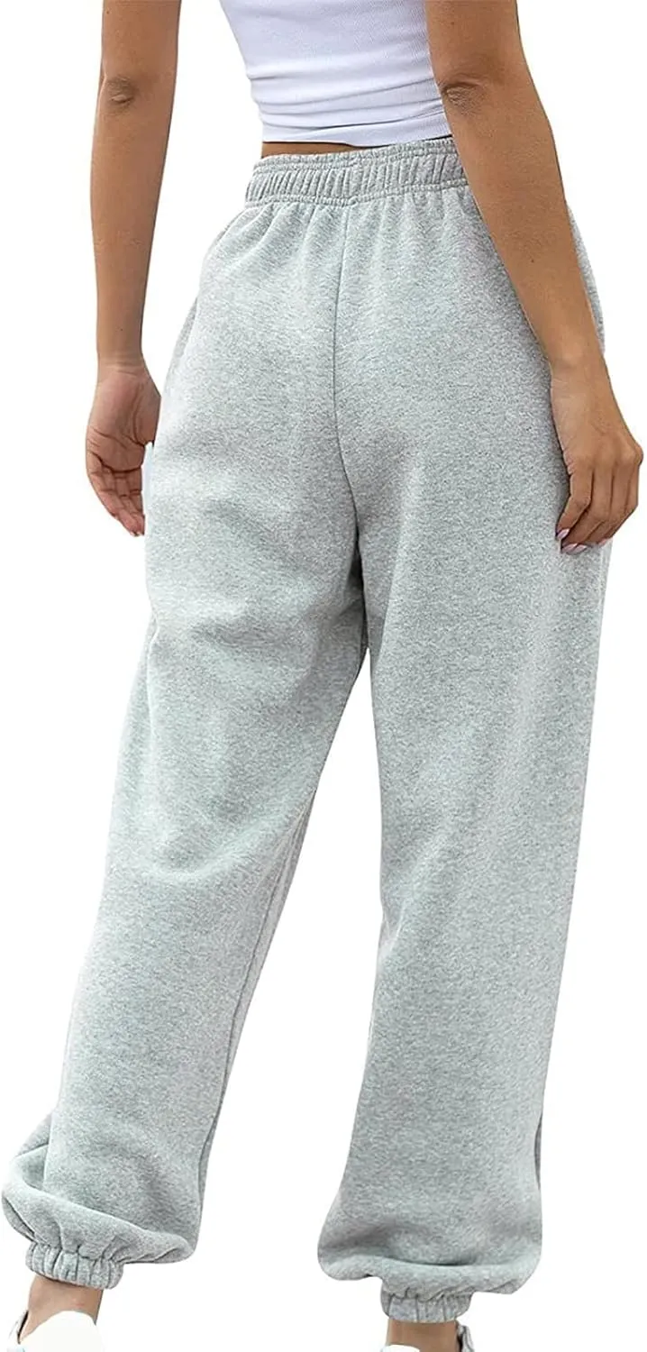 Women's High Waisted Sweatpants Cinch Bottom Sporty Active Joggers Pants Workout Baggy Lounge Bottoms with Pockets
