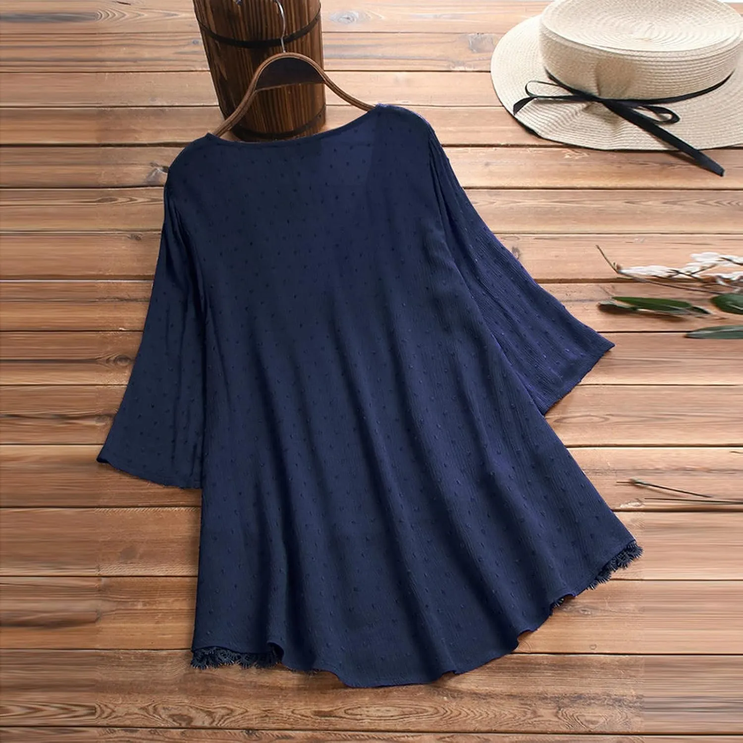 Womens Linen Shirts V Neck Button Blouses Boho Beach Tee Tops Short Sleeve Loose Tunic Tops