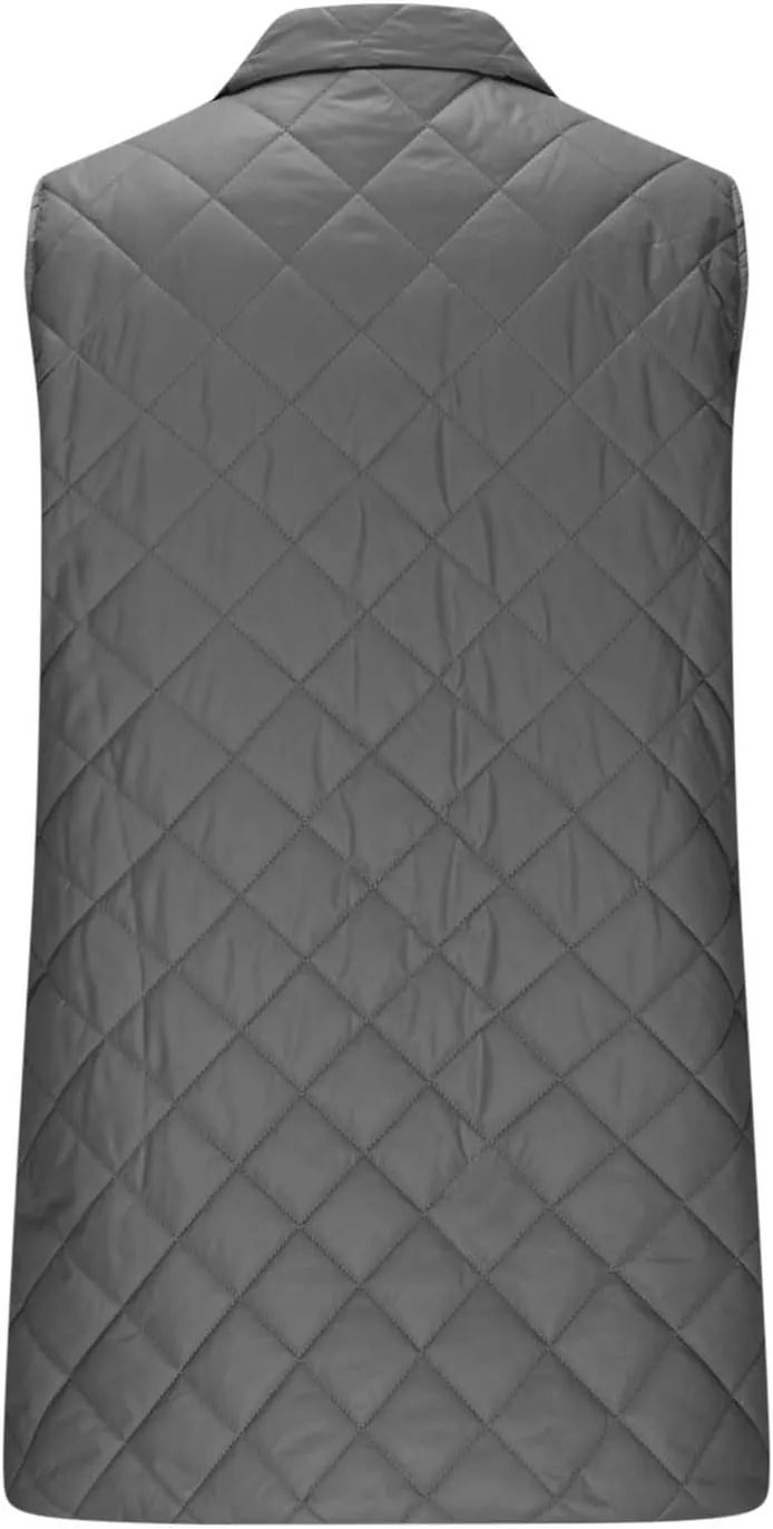 Womens Long Puffer Vest 2024 Sleeveless Zip Up Vest Long Winter Vest Quilted Down Coat Lightweight Trendy Vest Jacket