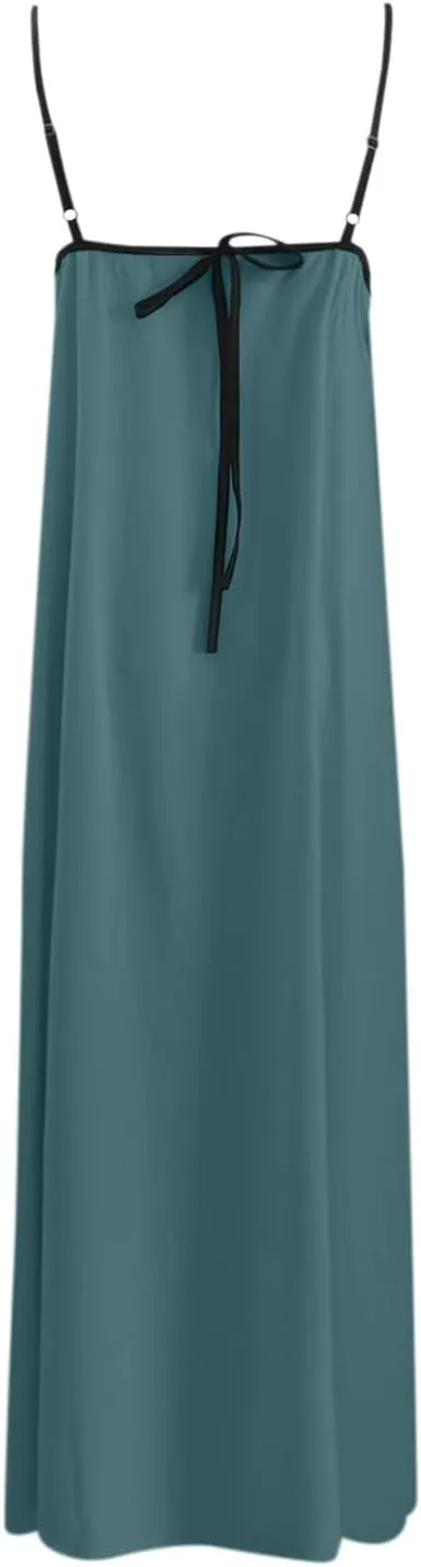Womens Maxi Dress Summer Spaghetti Strap Maxi Dress Sleeveless Backless Flowy Long Beach Dresses 2025