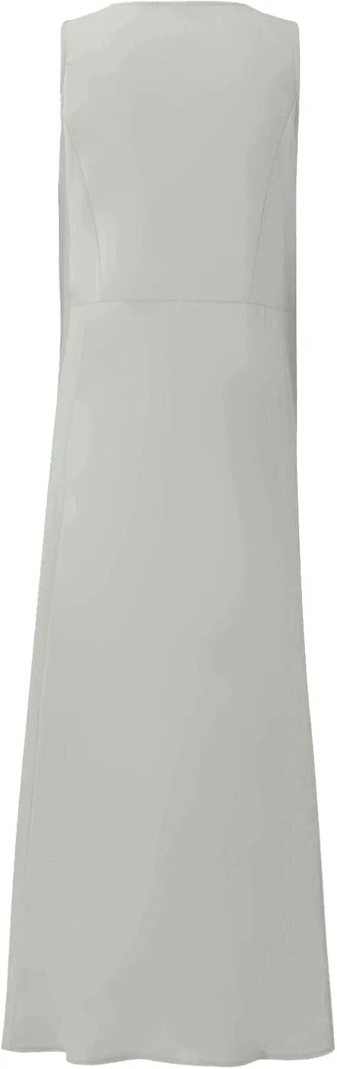 Women's Maxi Dresses 2024 Casual Summer Sleeveless Solid Color Casual Loose Swing Maxi Dresses with, S-5XL