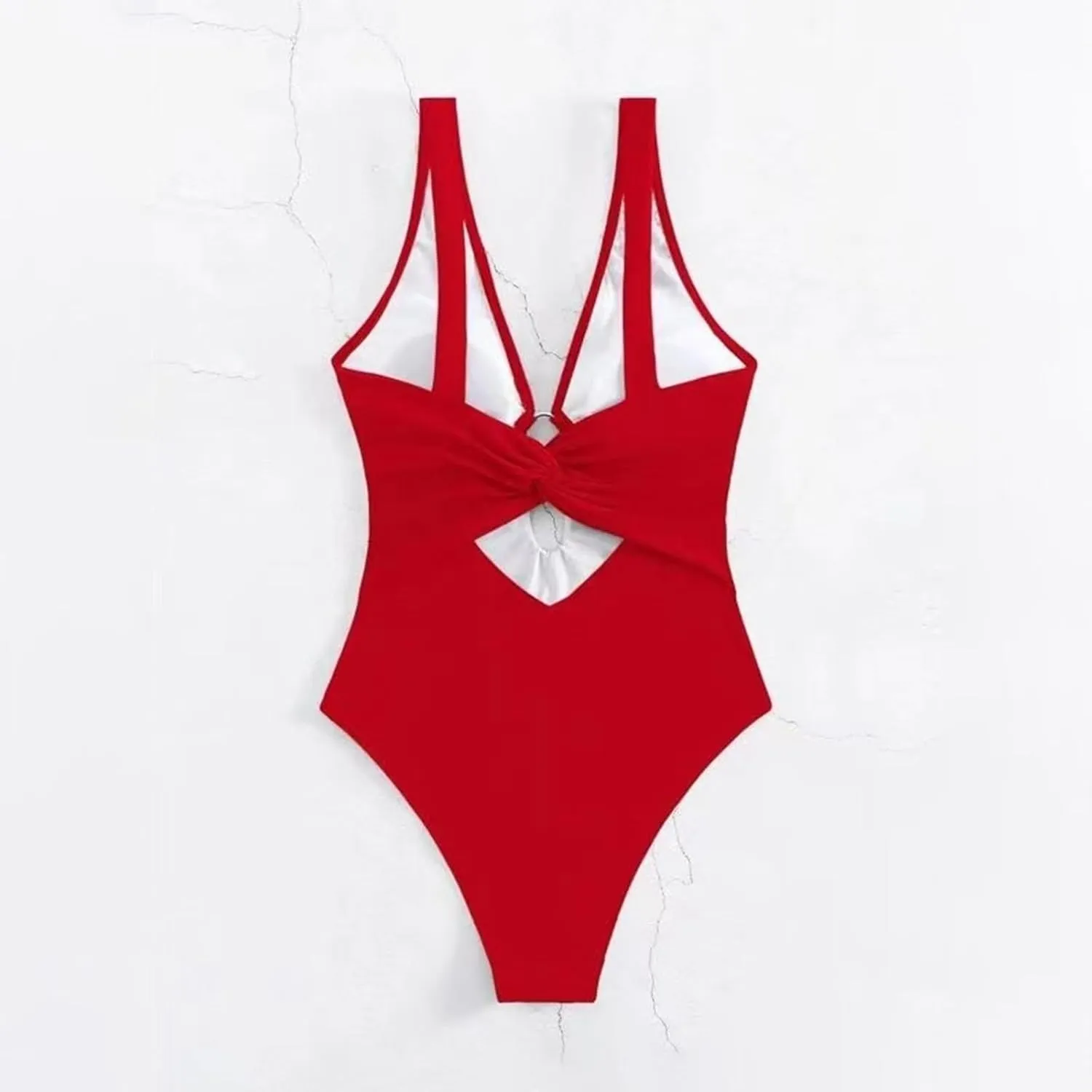 Womens One Piece Swimsuits Color Block Swimsuits Plunge Neck Cutout Criss Cross Bathing Suit Slimming Mesh Swimwear