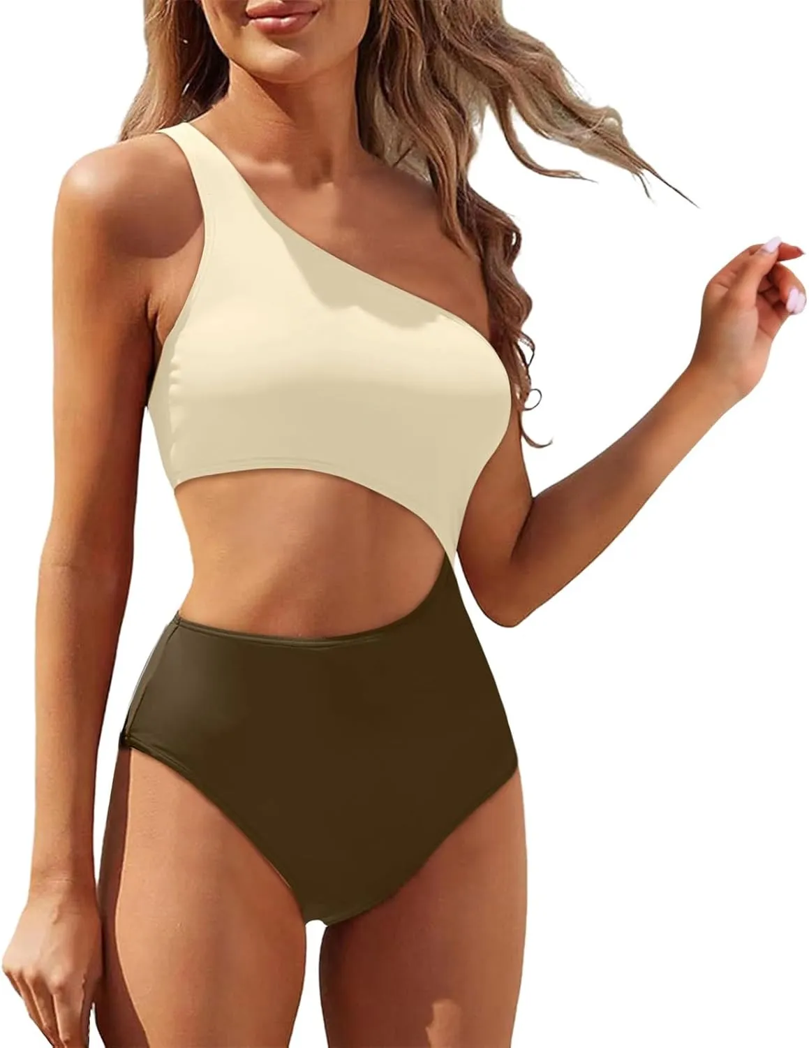Womens One Piece Swimsuits Cut Out Swimsuit V Neck Crisscross Back Tie Bathing Suit Slimming Halter Swimwear