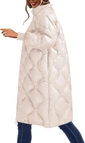 Womens Oversized Hooded Puffer Coat Lightweight Warm Quilted Winter Jacket Long Down Parka for Outdoor Use