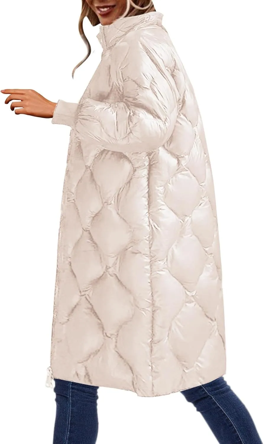 Womens Oversized Hooded Puffer Coat Lightweight Warm Quilted Winter Jacket Long Down Parka for Outdoor Use