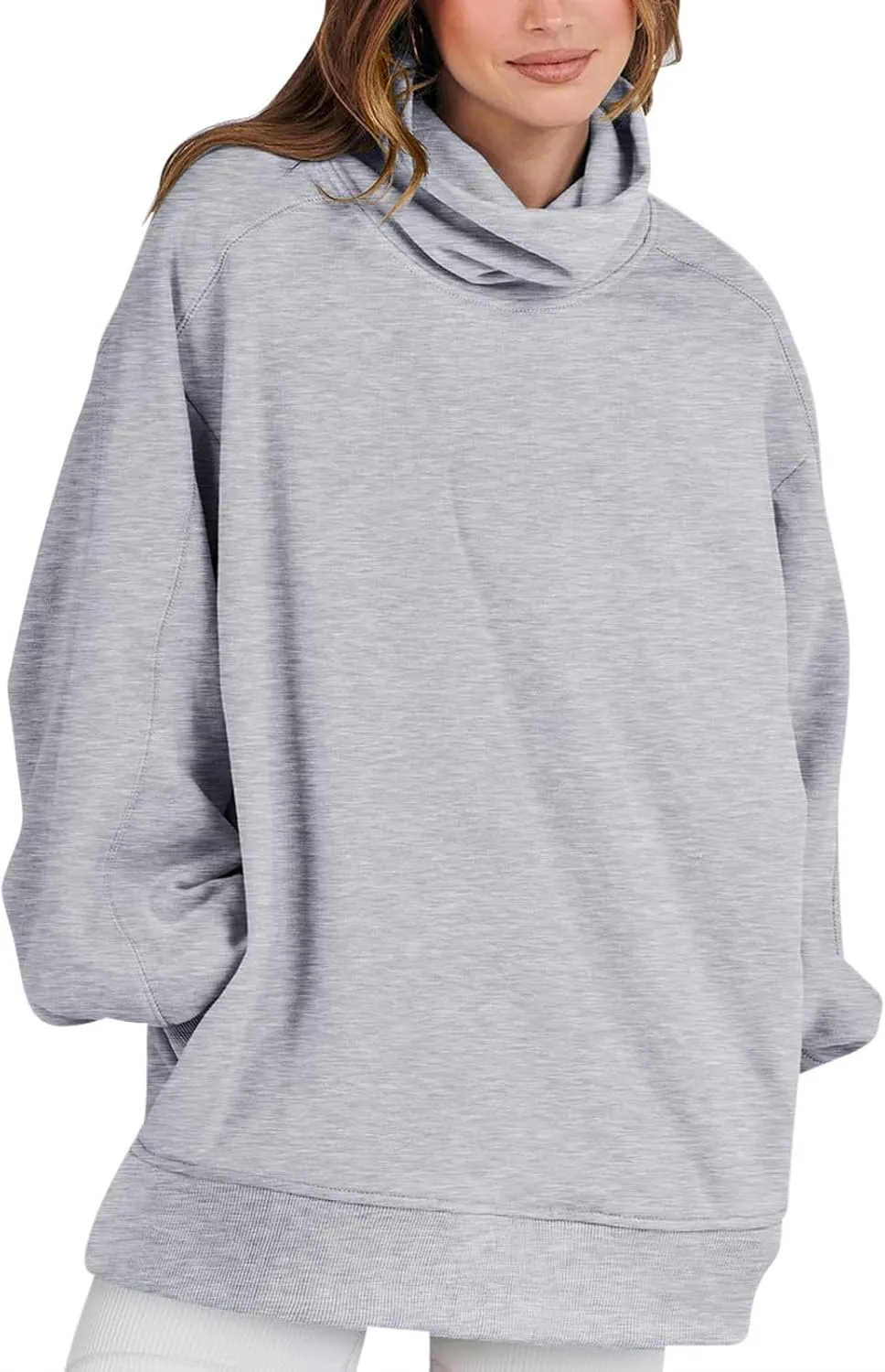 Women's Oversized Sweater Fleece Sweatshirts Long Sleeve Tunic Top Cowl Neck Casual Loose Fit Trendy Pullover Shirts