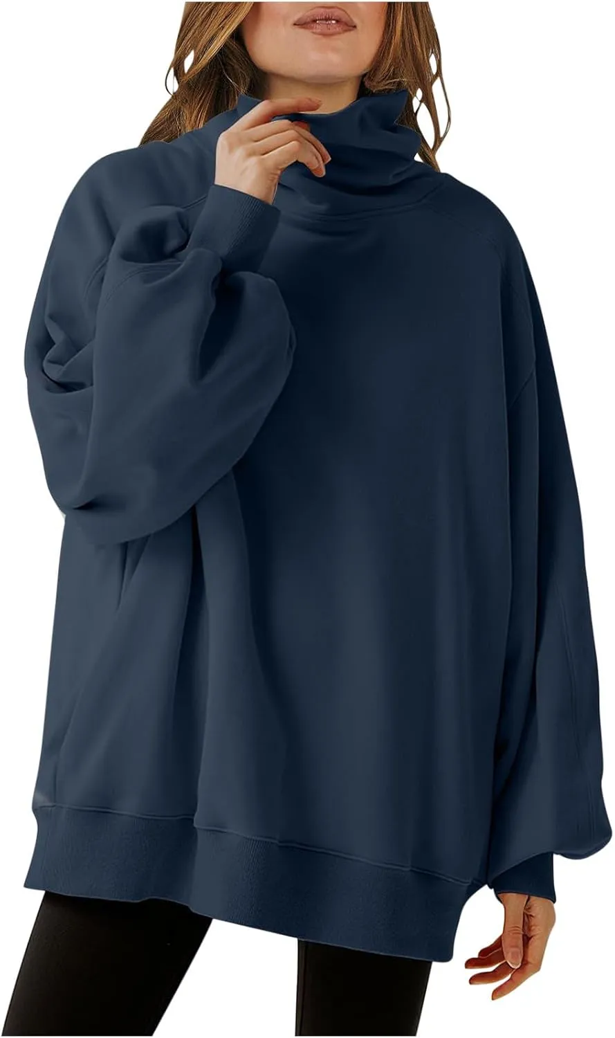 Women's Oversized Sweatshirt Casual Loose Long Sleeve Turtleneck Pullover Sweaters 2024 Fall Teen Girl Preppy Clothes