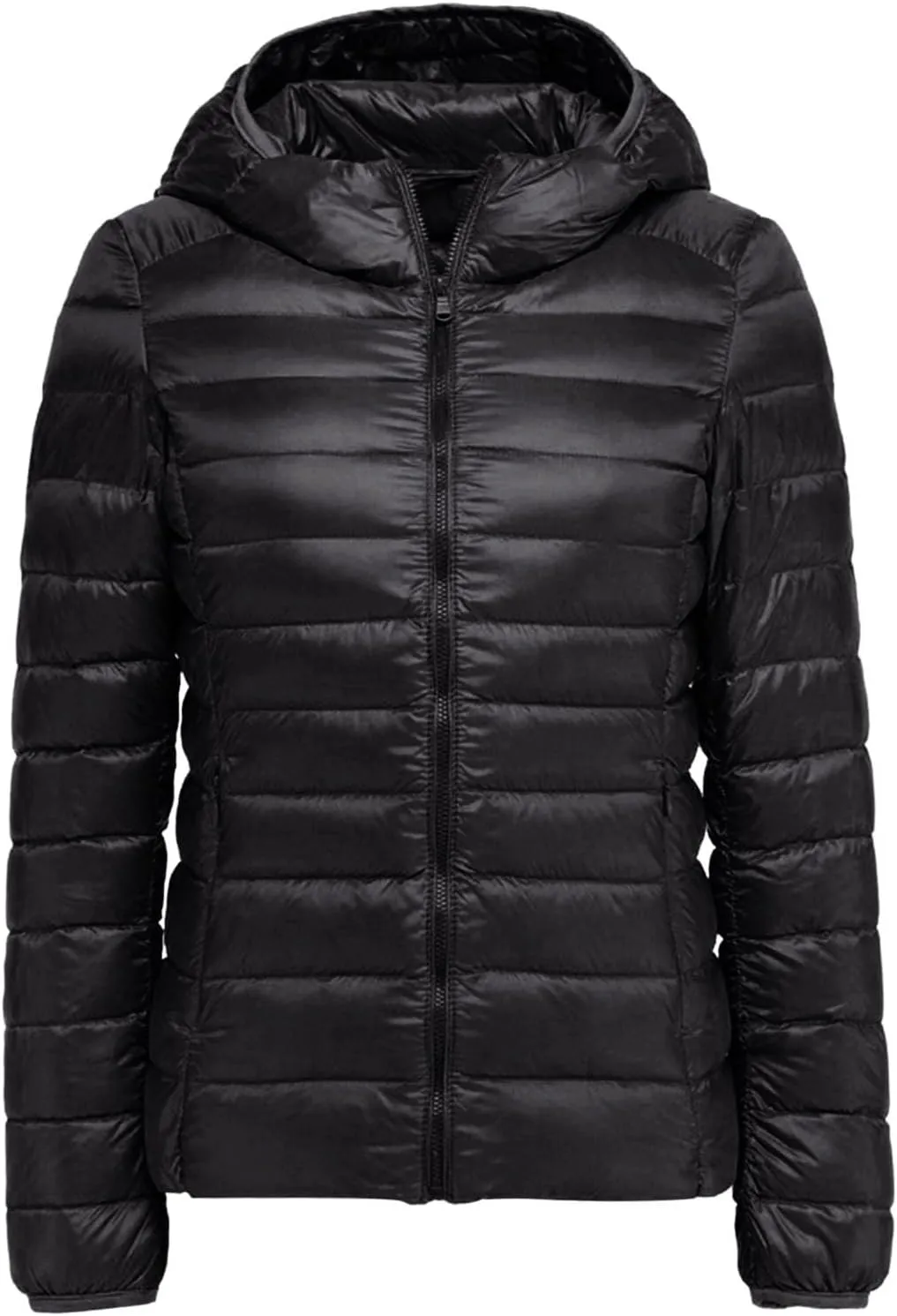 Women's Packable Down Jacket Lightweight Puffer Jacket Winter Warm Puffer Coat Slim Fit Hooded Jacket Duck Down Coat