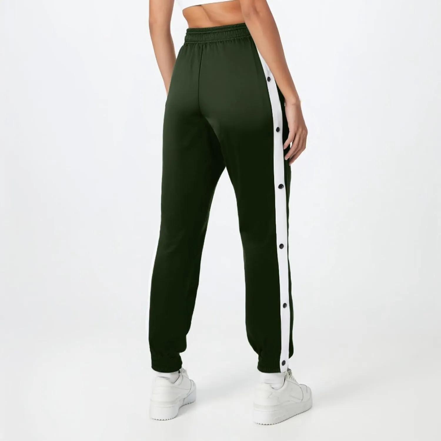 Women's Pants Side Split Snap Button Joggers Tear-Away Warm Up Sweatpants Elastic Cinch Bottom Active Workout Trousers
