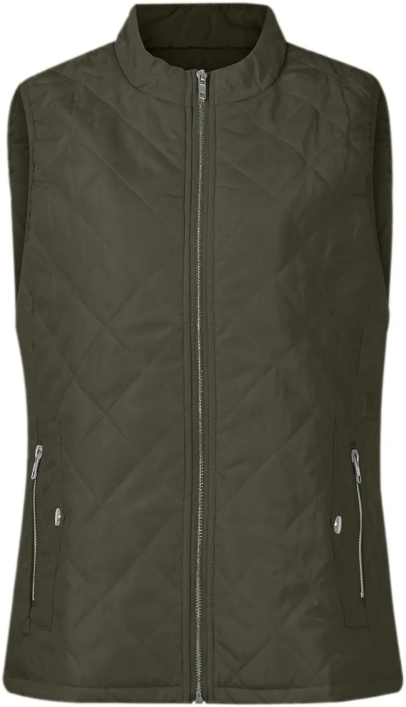Women's Quilted Vest Stand Collar Lightweight Zip Padded Puffer Stand Collar Sleeveless Winter Warm Outerwear Jackets
