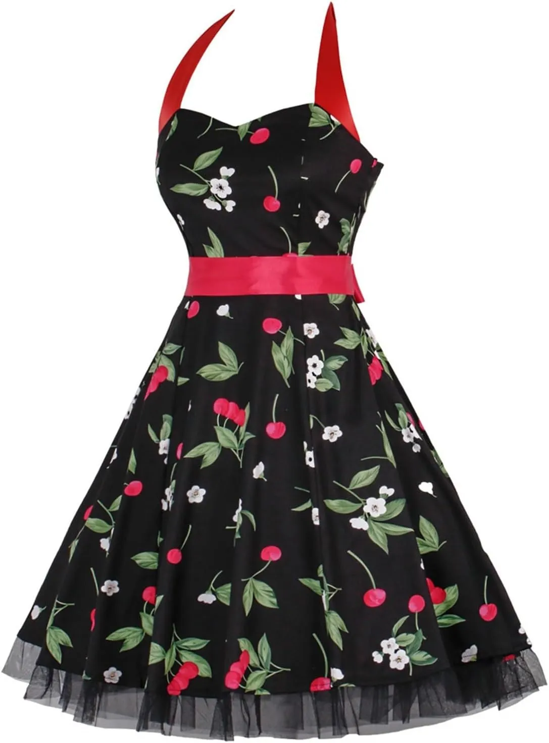 Women's Retro Floral Print Cocktail Dress Audrey Hepburn Style Homecoming Tea Party A-Line Swing Dress