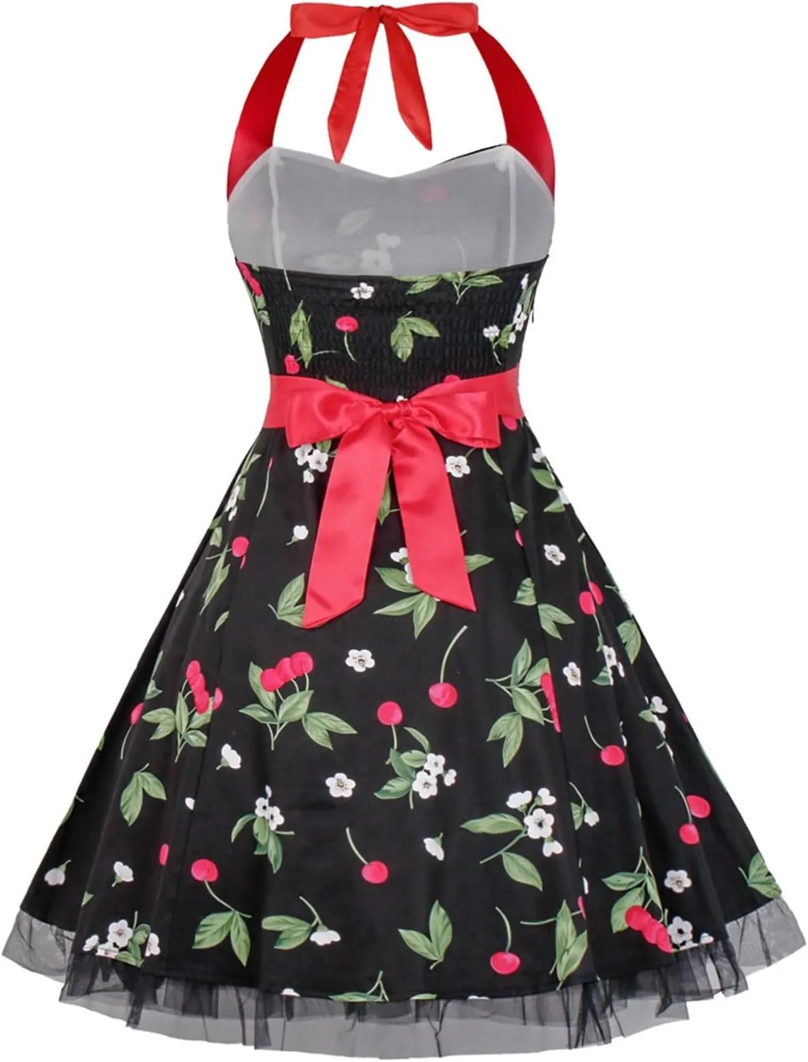 Women's Retro Floral Print Cocktail Dress Audrey Hepburn Style Homecoming Tea Party A-Line Swing Dress