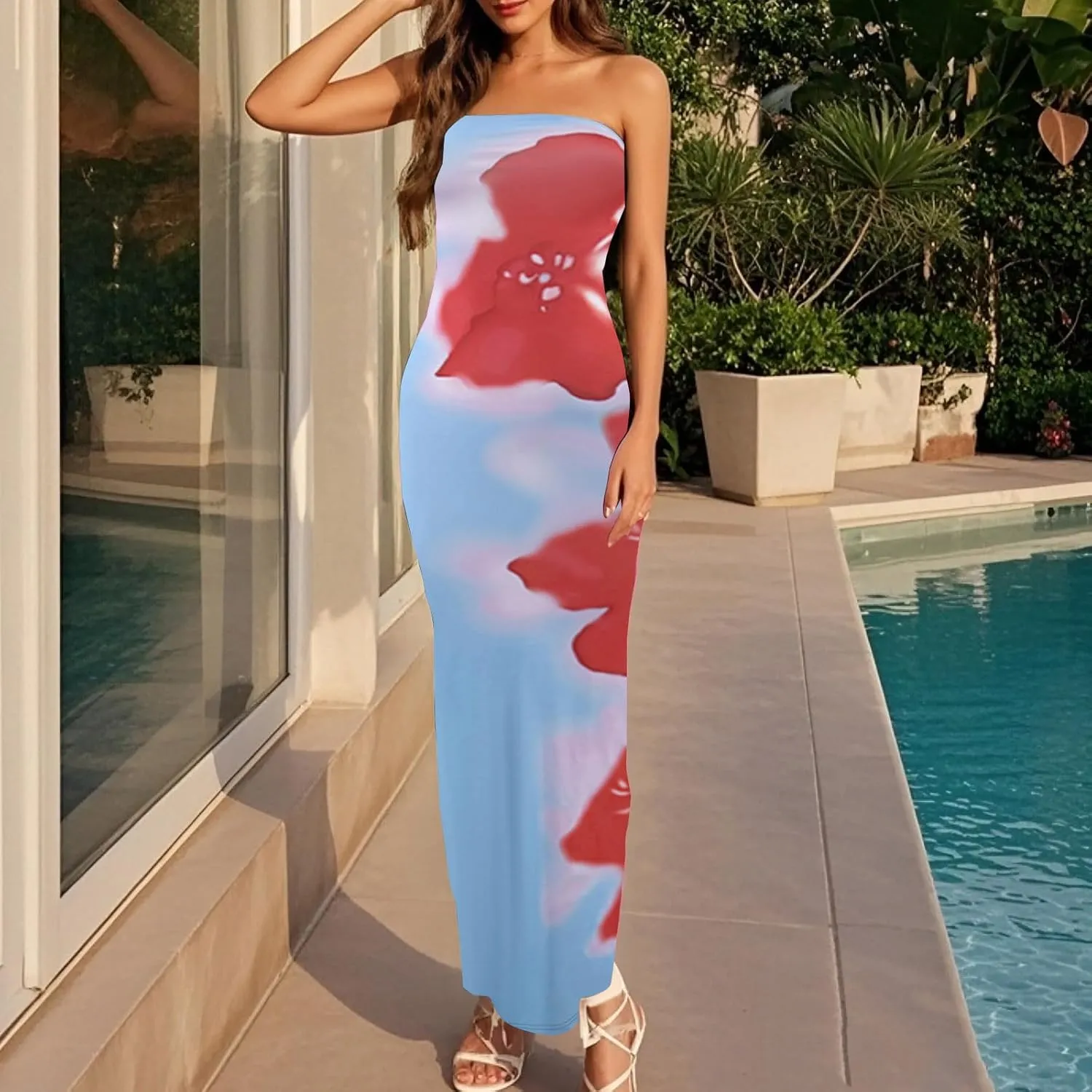 Women's Sexy Off Shoulder Dresses Vintage Floral Print Slim Wrap Dress 2025 Summer Trendy Holiday Beach Party Dress