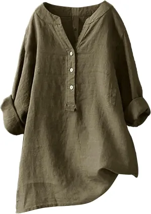 Womens Short Sleeve Linen Shirt Casual Crew Neck Dressy T-Shirt Plain Solid Loose Summer Tee Top