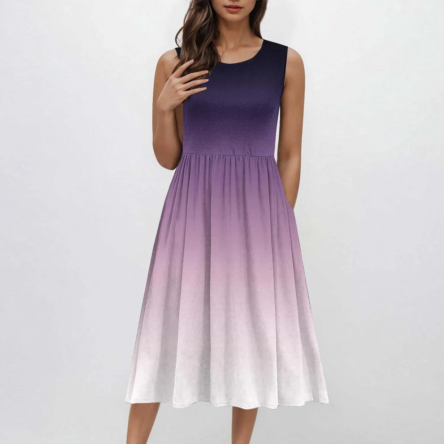 Womens Sleeveless Beach Dresses Trendy Swimsuit Cover Ups Vacation Dresses Flowy Mini Dress Swing Dresses