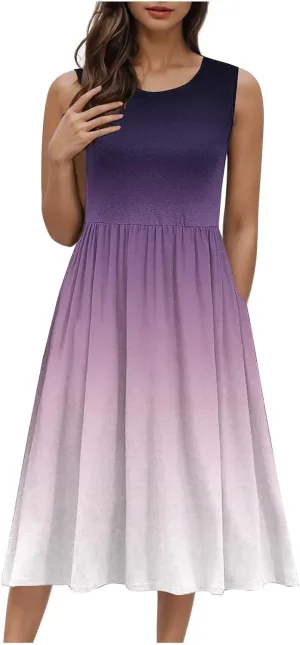 Womens Sleeveless Beach Dresses Trendy Swimsuit Cover Ups Vacation Dresses Flowy Mini Dress Swing Dresses