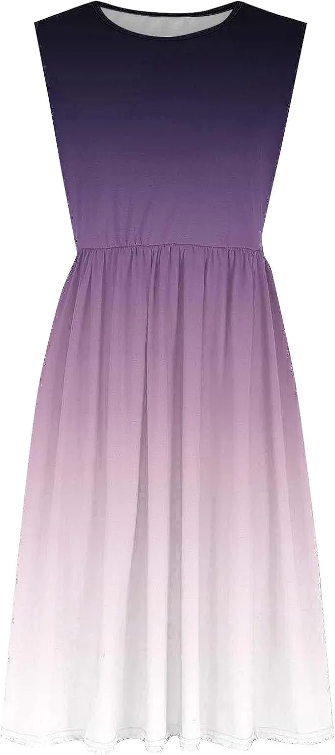 Womens Sleeveless Beach Dresses Trendy Swimsuit Cover Ups Vacation Dresses Flowy Mini Dress Swing Dresses