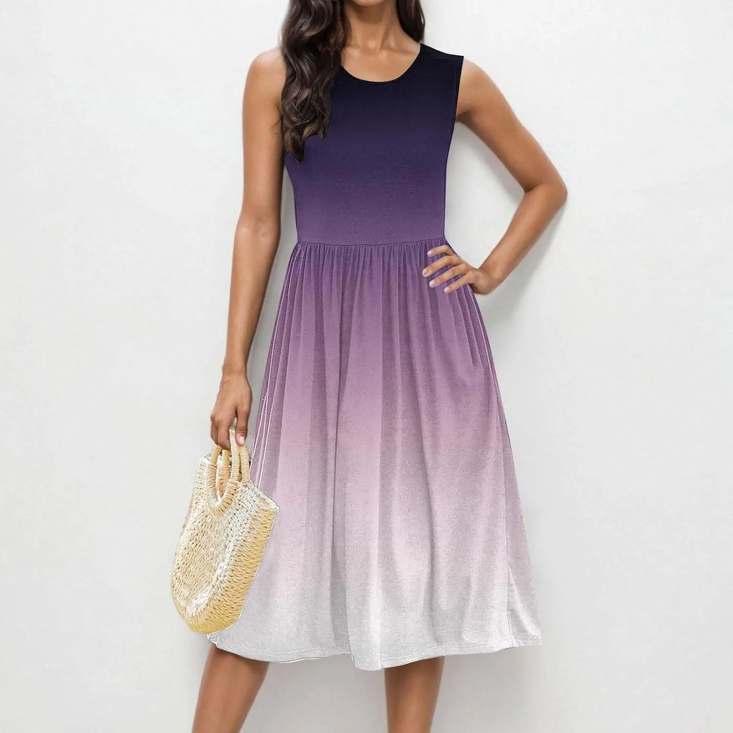 Womens Sleeveless Beach Dresses Trendy Swimsuit Cover Ups Vacation Dresses Flowy Mini Dress Swing Dresses