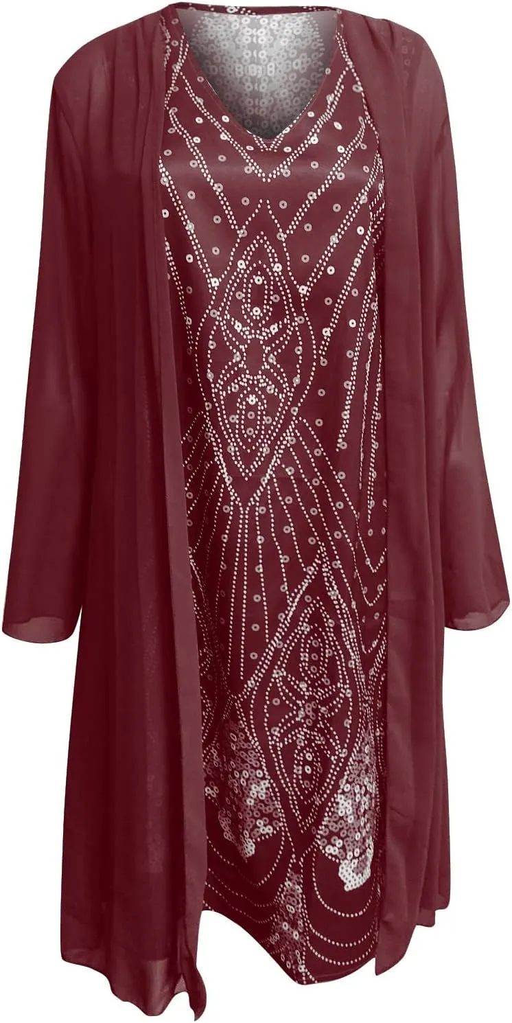 Women's Solid Elegant Lace Evening Gown Cocktail Dresses with Jacket,S-5XL