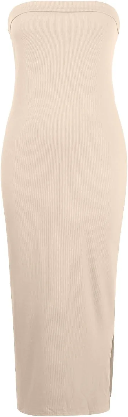 Women's Split Solid Elegant Formal Bodycon Cold Shoulder Cocktail Maxi Dress