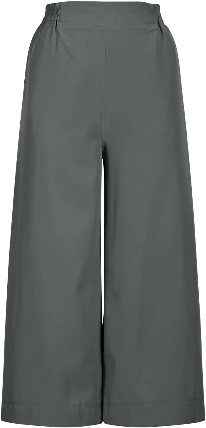 Women's Summer Capris Wide Leg 3/4 Dressy Palazzo Pants Loose Casual Ankle-Length Lounge Trousers with Split