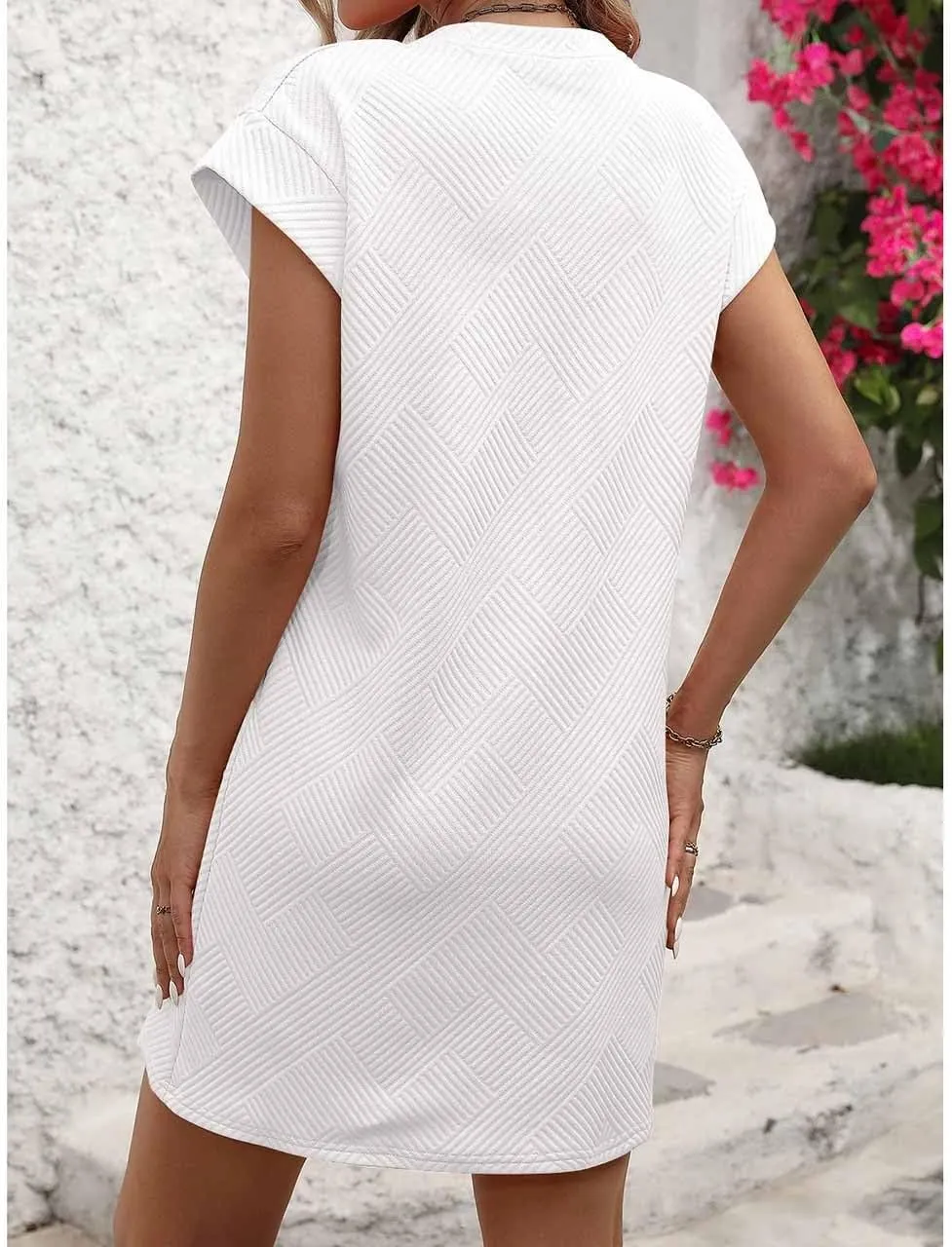 Women's Summer Casual Dresses O-Neck Short Sleeves Sundress with Pockets Tunic Shirt Spring Dresses for Women 2025