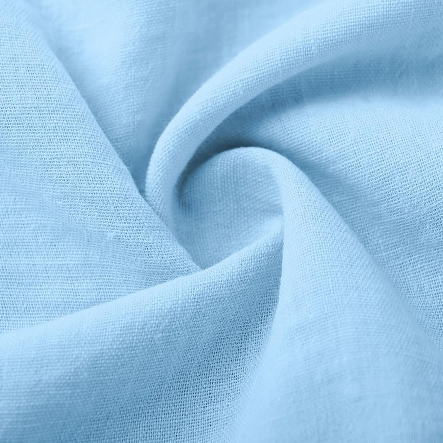 Women's Summer Cotton Linen Dresses 3/4 Sleeve Deep V Tiered Pleated Solid Color Tie Up Flowy Cute Long Dress