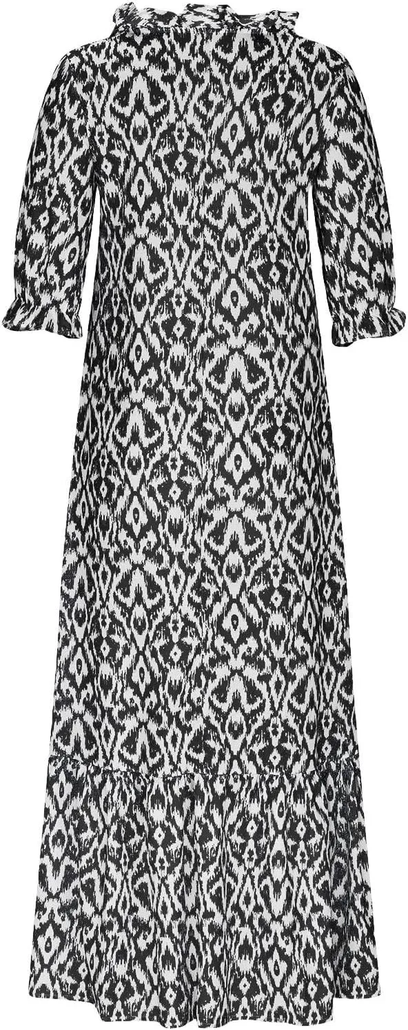 Womens Summer Dresses 2025 Floral Half Sleeve V Neck Long Maxi Dress Casual Flowy Beach Vacation Sundresses