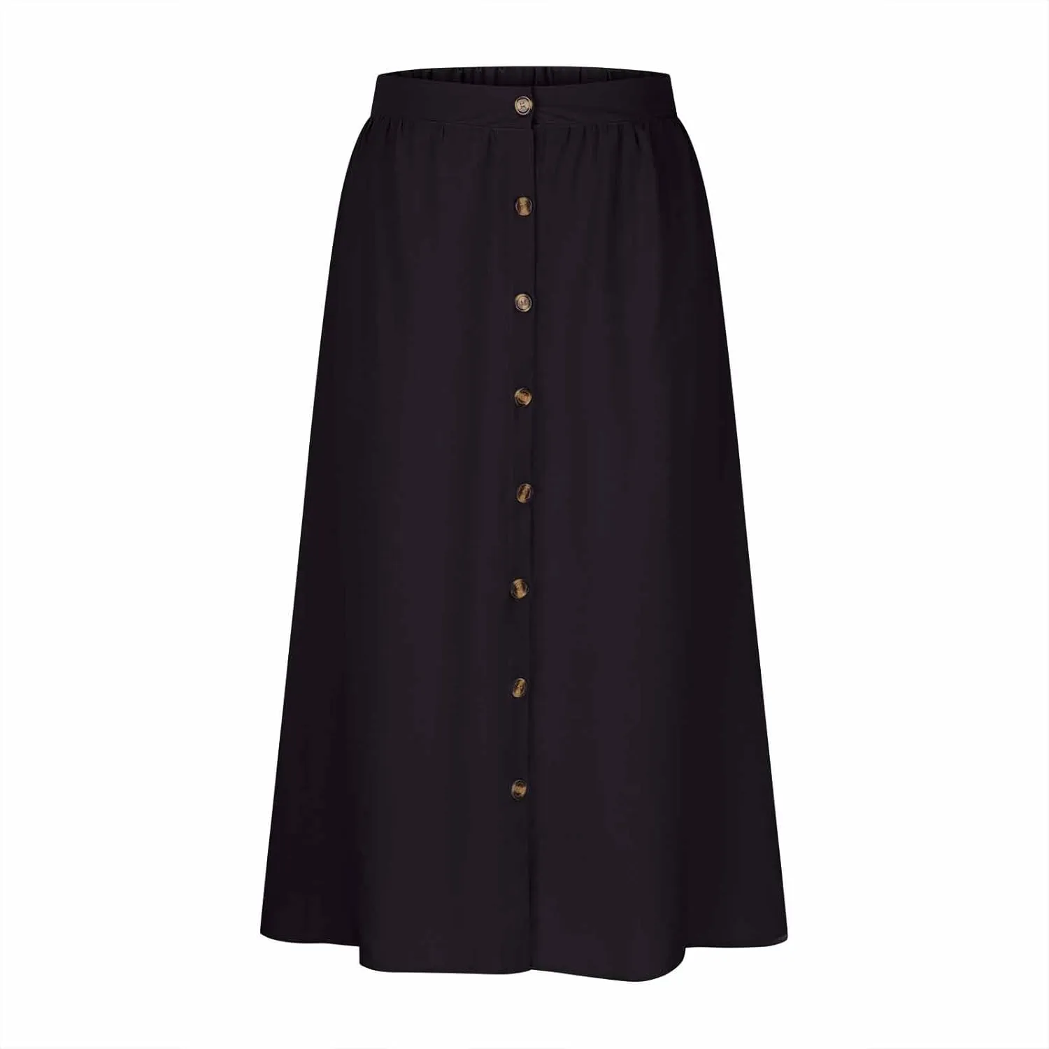 Womens Summer Skirts Casual Front Button A-Line High Waisted Midi Skirt with Pocket Flowy Solid Color Fashion Going Out Skirt