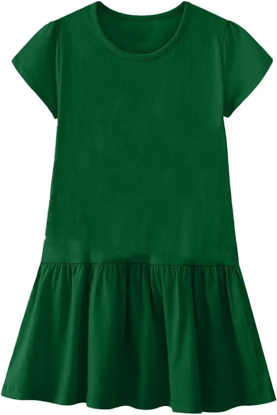 Womens Summer T Shirt Dress Casual V Neck Short Sleeve Mini Sundress Ruffled Hem A Line Short Dresses 2025