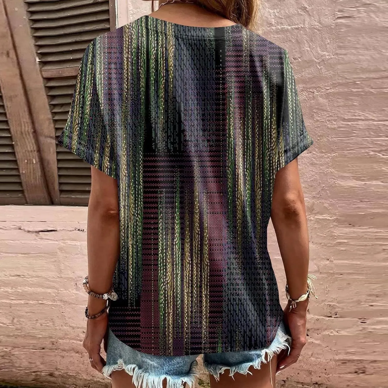 Womens Summer Tops 2024 V Neck Short Sleeve Button Casual Loose Shirts Dressy Blouses Trendy Tunic Tops for Women