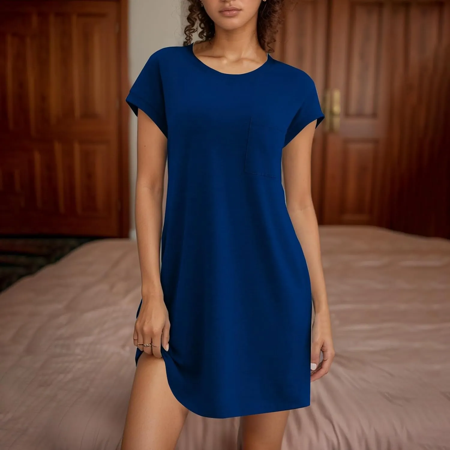Womens Sundresses Casual Short Sleeve Crewneck Flowy T Shirt Dresses with Pockets Summer Dresses for Women 2025