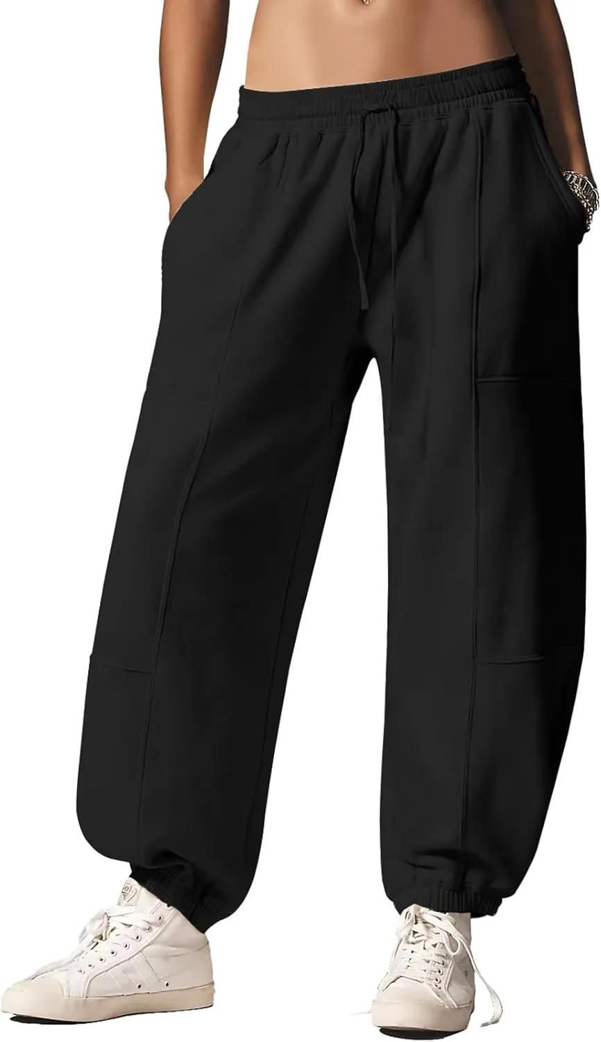 Women’s Sweatpants Joggers with Pockets Baggy Cinch Bottom Sweatpant Loose Mid Rise Casual Workout Active Lounge Sweat Pant