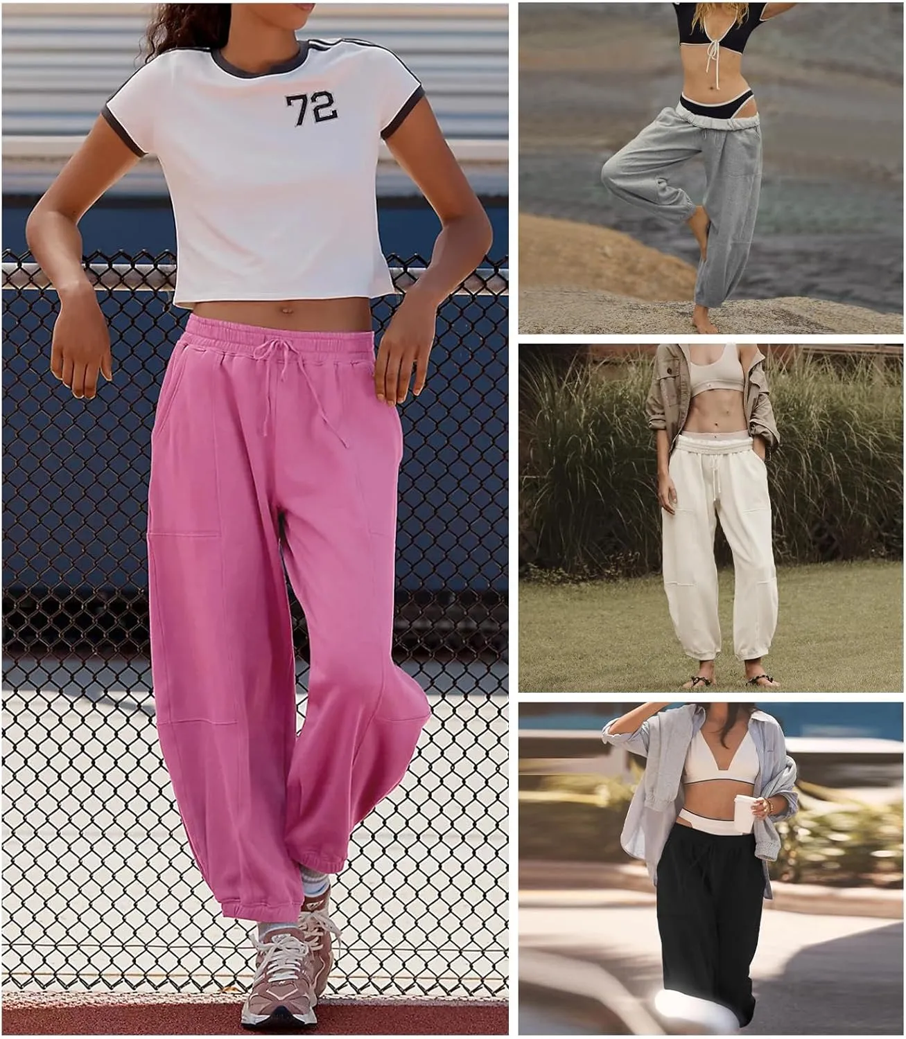 Women’s Sweatpants Joggers with Pockets Baggy Cinch Bottom Sweatpant Loose Mid Rise Casual Workout Active Lounge Sweat Pant