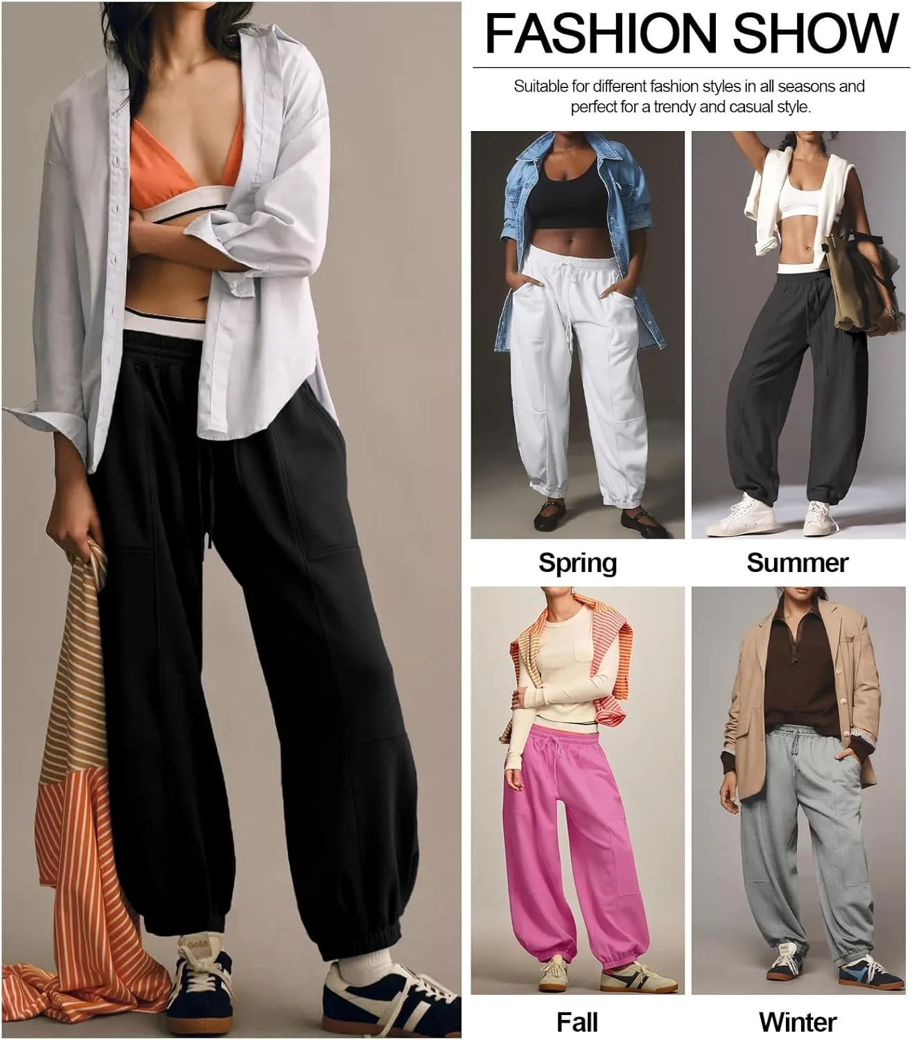 Women’s Sweatpants Joggers with Pockets Baggy Cinch Bottom Sweatpant Loose Mid Rise Casual Workout Active Lounge Sweat Pant
