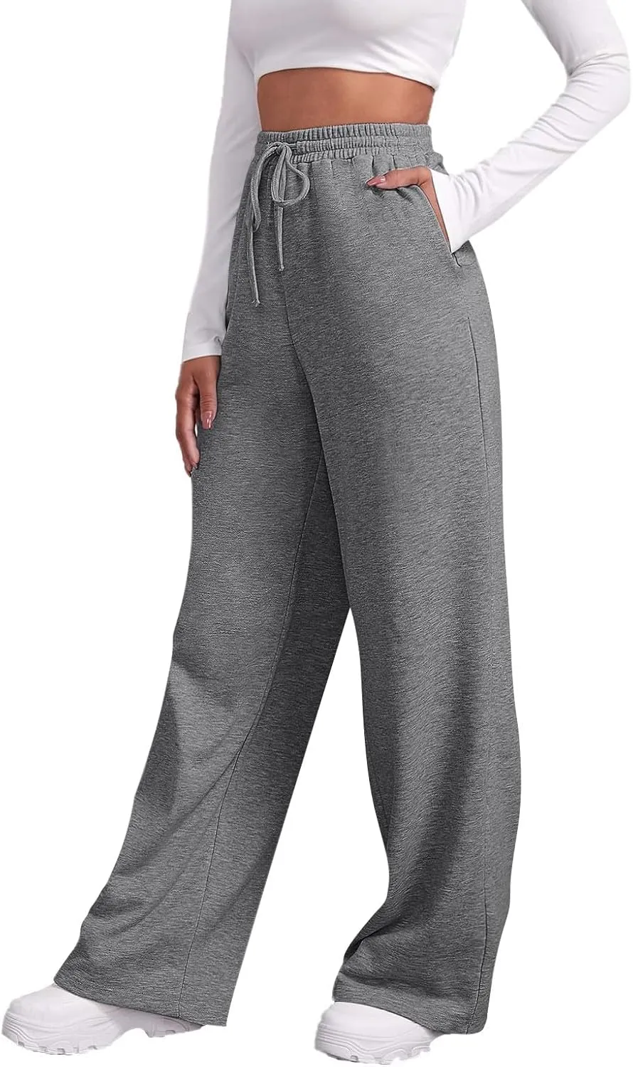 Womens Sweatpants Running Gym Casual Bottoms Sports Joggers Preppy High Waisted Drawstring Pants Trousers