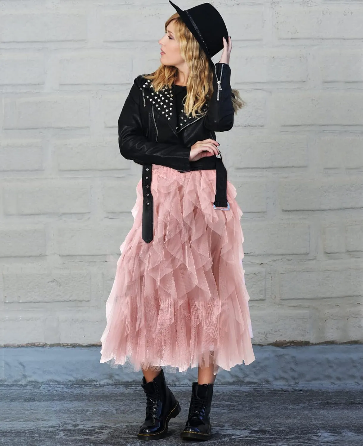 Women's Tulle Skirt A-Line High Low Asymmetrical 3 Layered Midi Length Elastic Waist Tutu Skirts